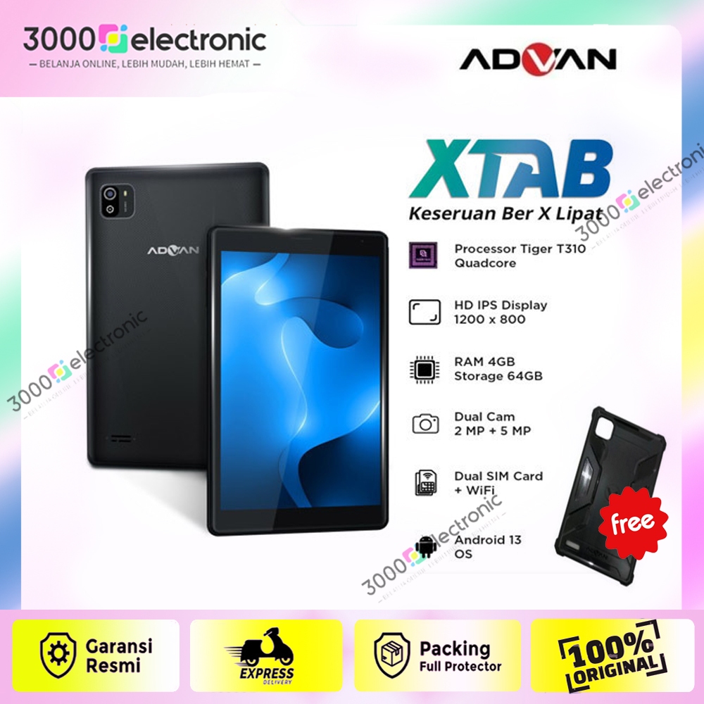 Advan Tablet XTAB Ram 4/64 , Android 13 - X Tab 8" - 4GB - 64GB 8 inch Dual Sim LTE - Garansi Resmi