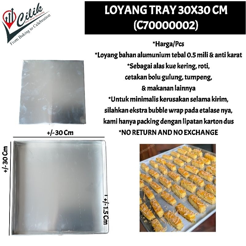 loyang tray persegi bahan alumunium tebal 0.6 mili anti karat anti penyok alas makanan nasi tumpeng 