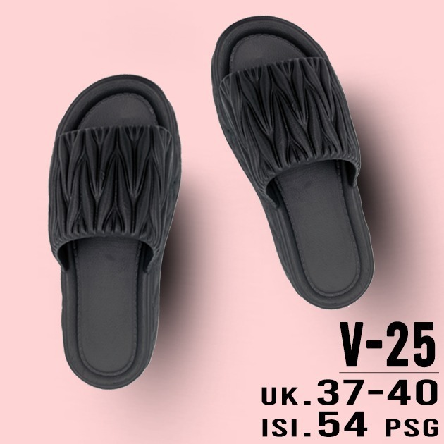 TOTO - Sandal Cewek Murah Model Selop Hak Tinggi Puffy Nyaman DuaDua V25