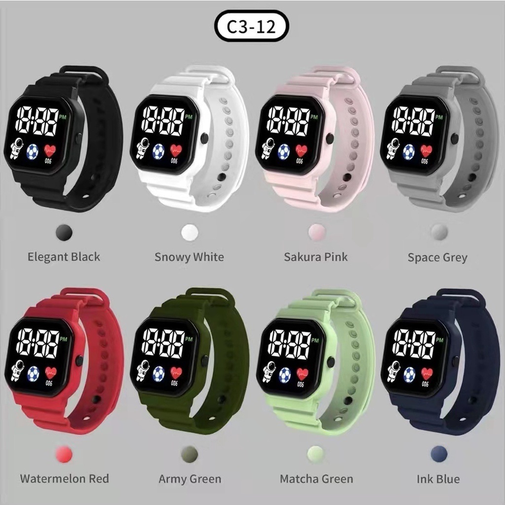 Jam tangan digital LED korean style C3-12/Jam tangan pria wanita
