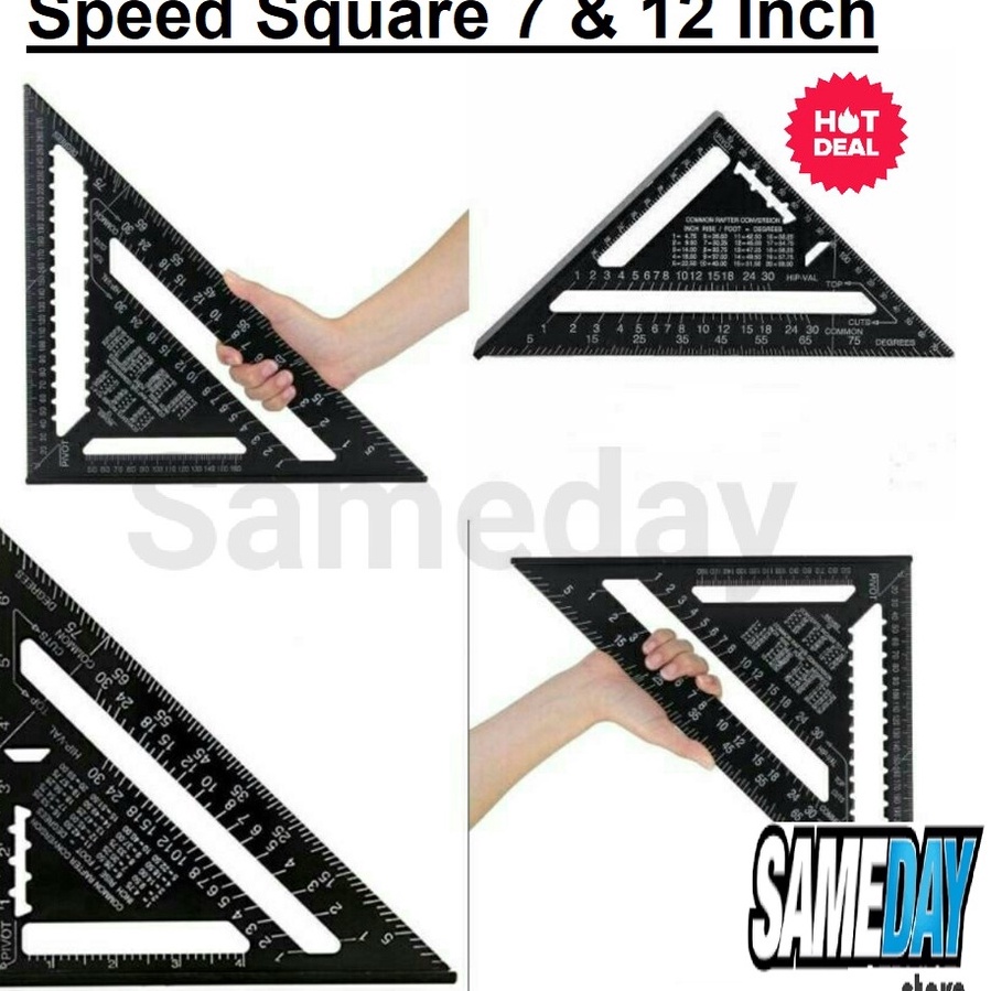 

TERLARIZZZ Speed Square Penggaris Siku Segitiga Sudut Carpenter Woodworking 7 inch 12Inch Metric