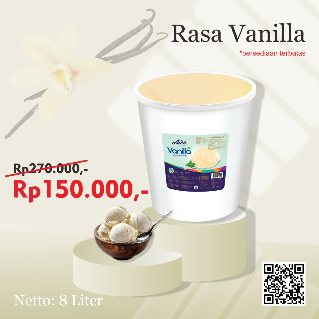 

Aice Cream Rasa Vanilla Ice Cream 8 Liter