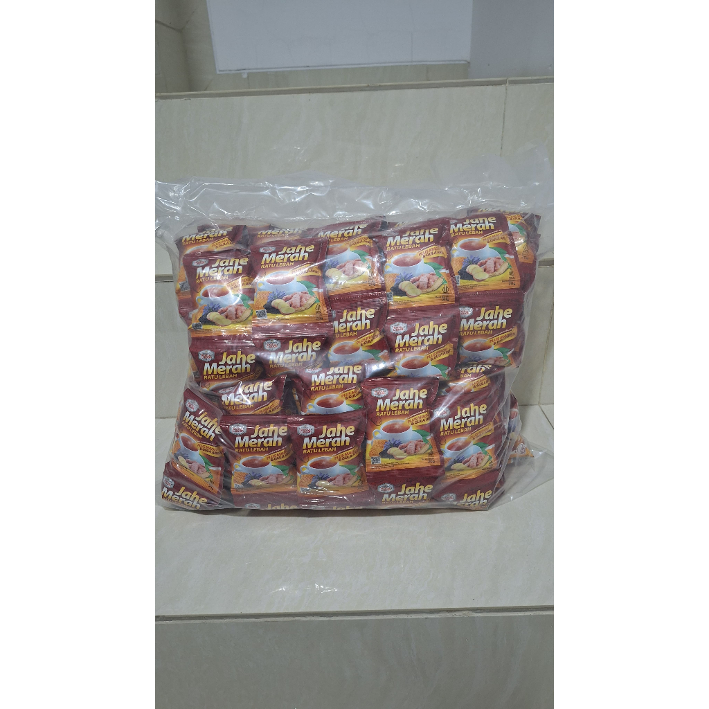 

Jahe Merah Plus Madu & Gula Aren Ratu Lebah Super 1 Bal Isi 20 Renceng