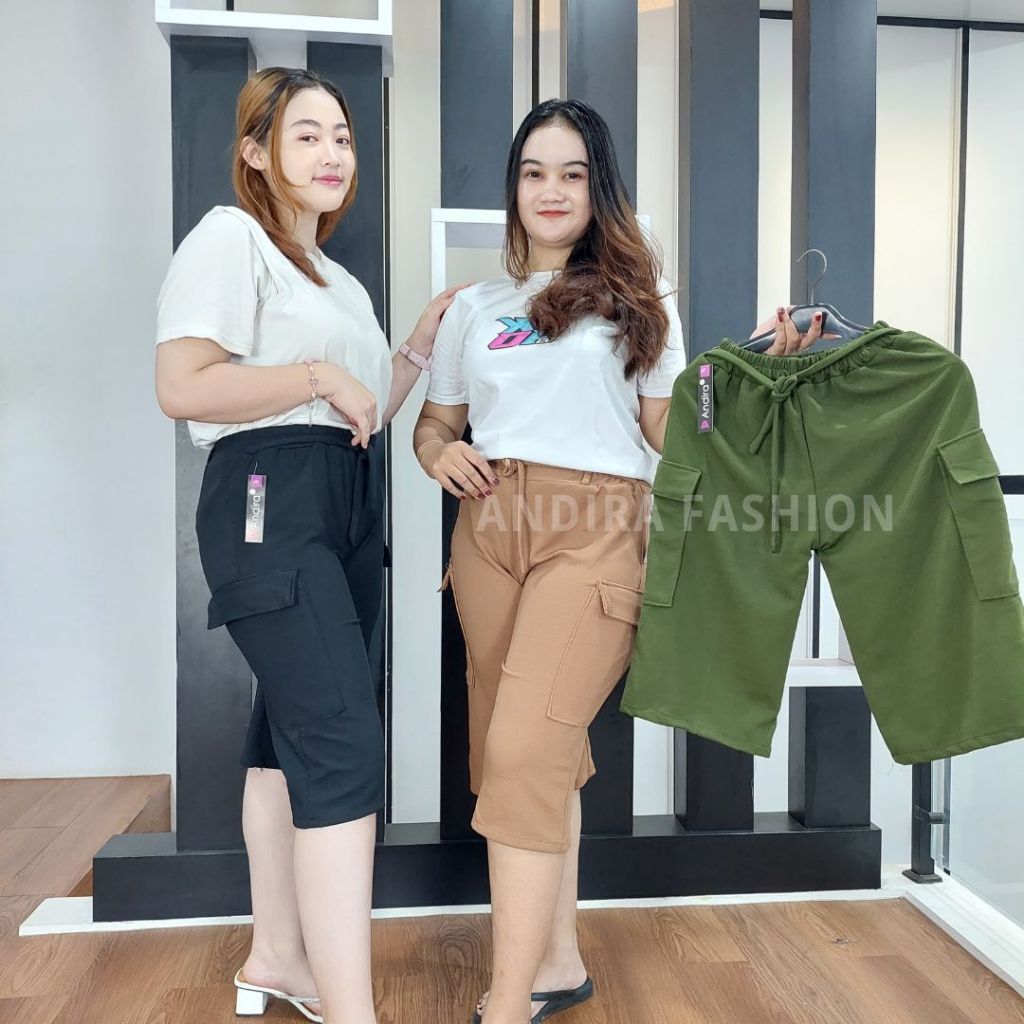 Celana Cargo Kulot Pendek Wanita Remaja Dewasa Polos Premium 7 8 Jumbo ANDIRA FASHION
