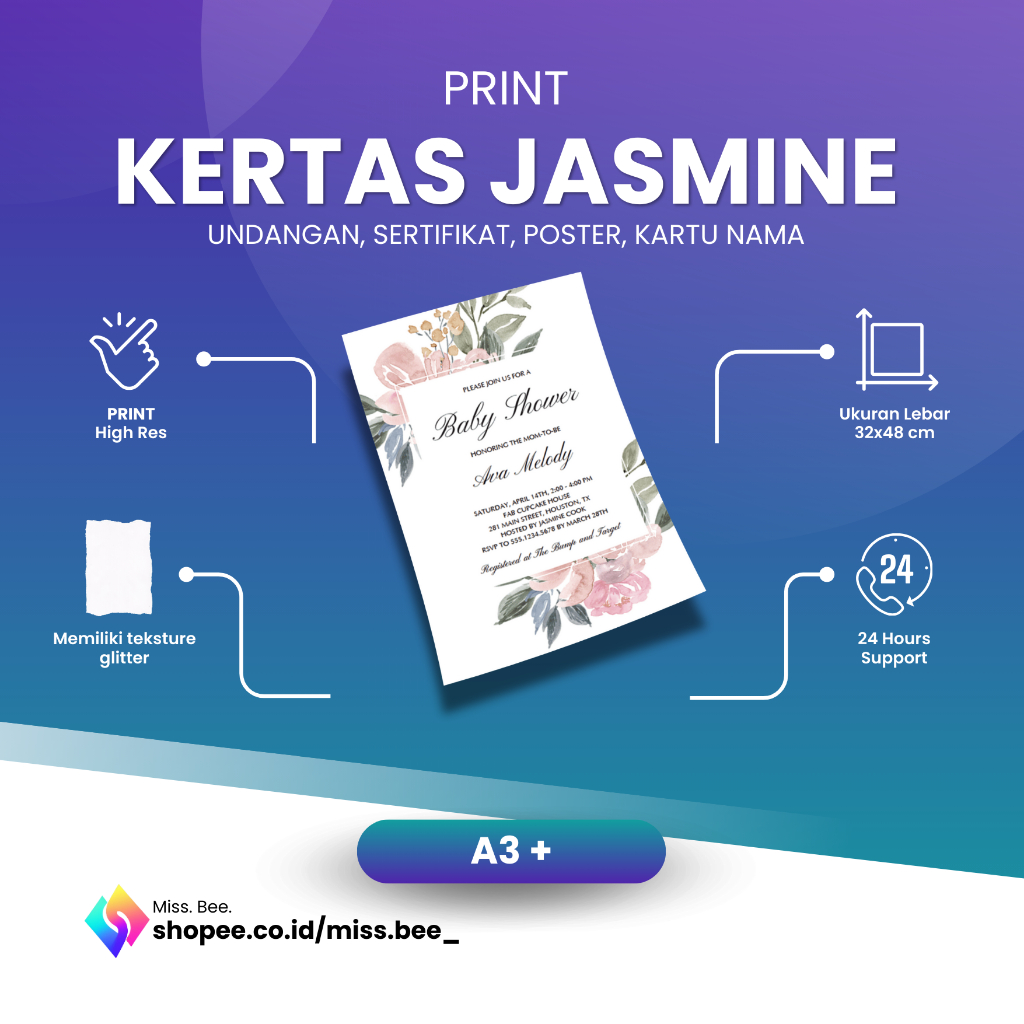 PRINT KETAS UNDANGAN I PRINT KERTAS JASMINE A3 | Kertas Karton Jasmine / Kertas Jasmine / Paper Flow