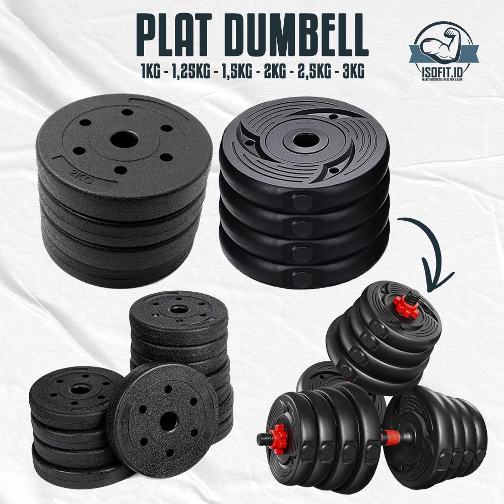Isofit.id Plat Dumbell Set / Plat Pemberat Dumbell bahan Semen + PVC