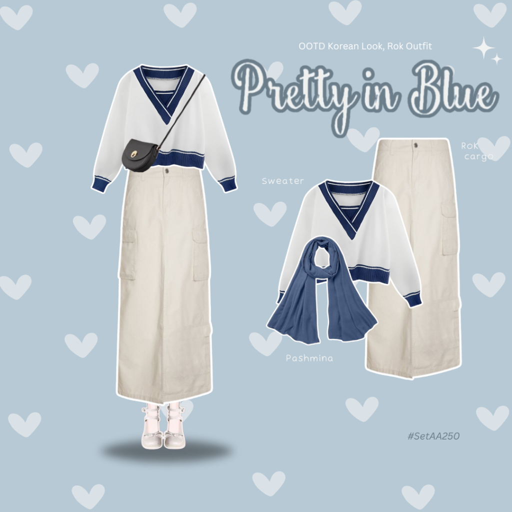 Setelan 3in1 One Set Korean Style OOTD Hijab Casual Outfti Pinteres OOTD Hangout Nongkrong Set AA250