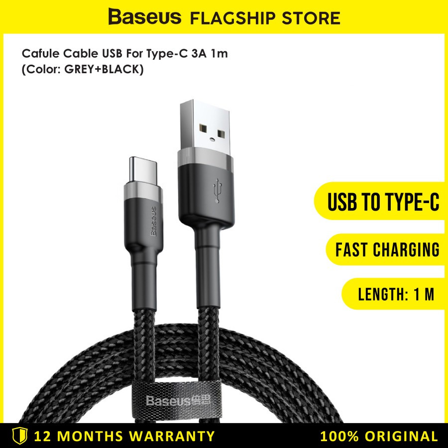 Baseus Cafule Kabel Charger USB A to Type C 1M - CATKLF