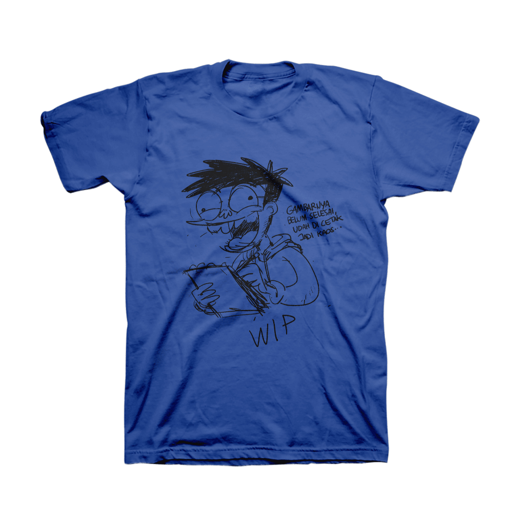 Kaos Si Juki Work in Progress Biru