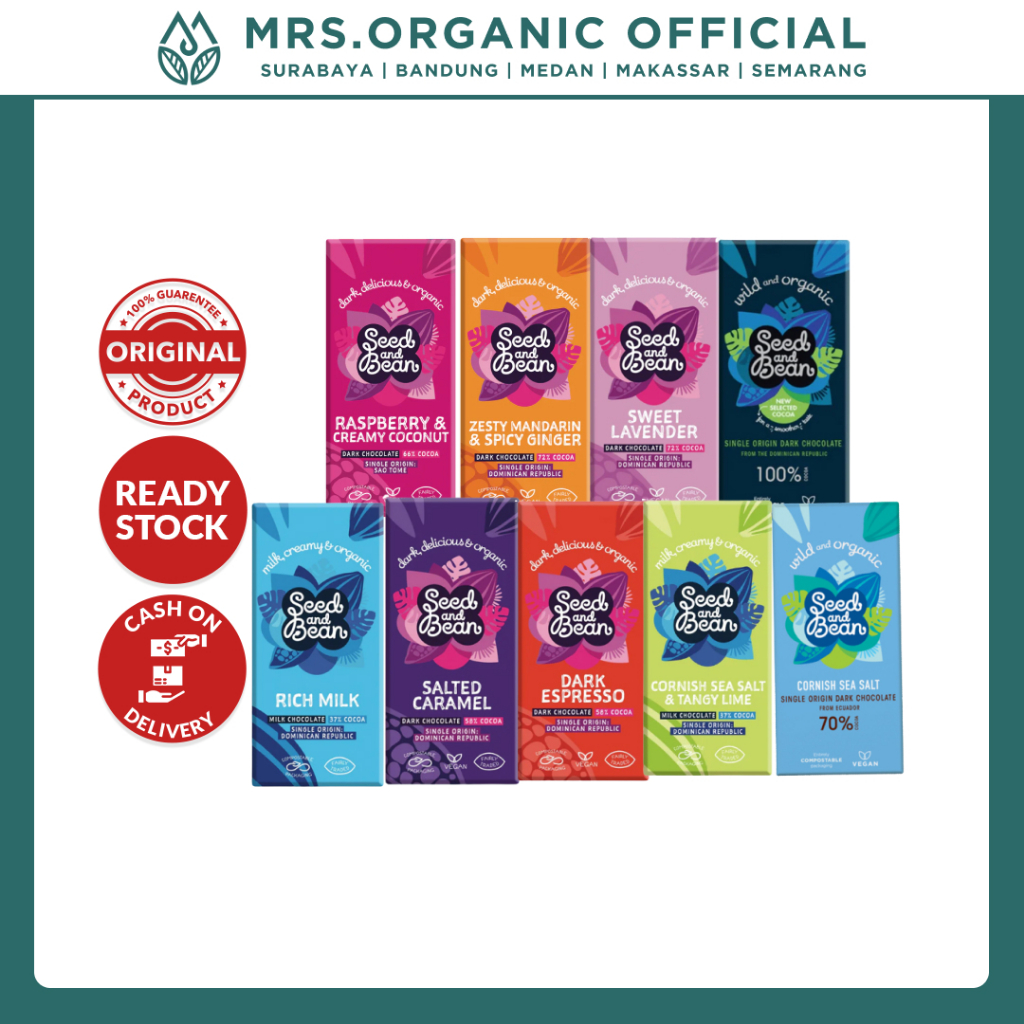 

Snack Coklat Organik SEED & BEAN All Varian 119gr - Cemilan Cokelat Import Isi Buah Kering Lembut & Alami Gluten Free
