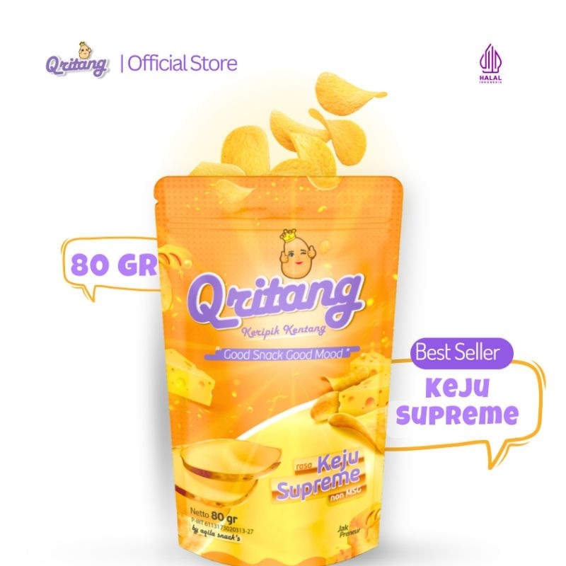 

Qritang keripik kentang rasa Keju Supreme (Kemasan Pouch)