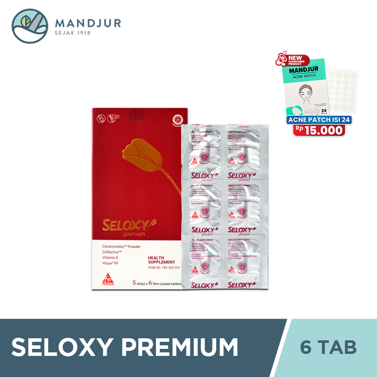 Seloxy Premium 6 Kaplet - Vitamin Kulit Anti Penuaan Dini Anti Kerutan