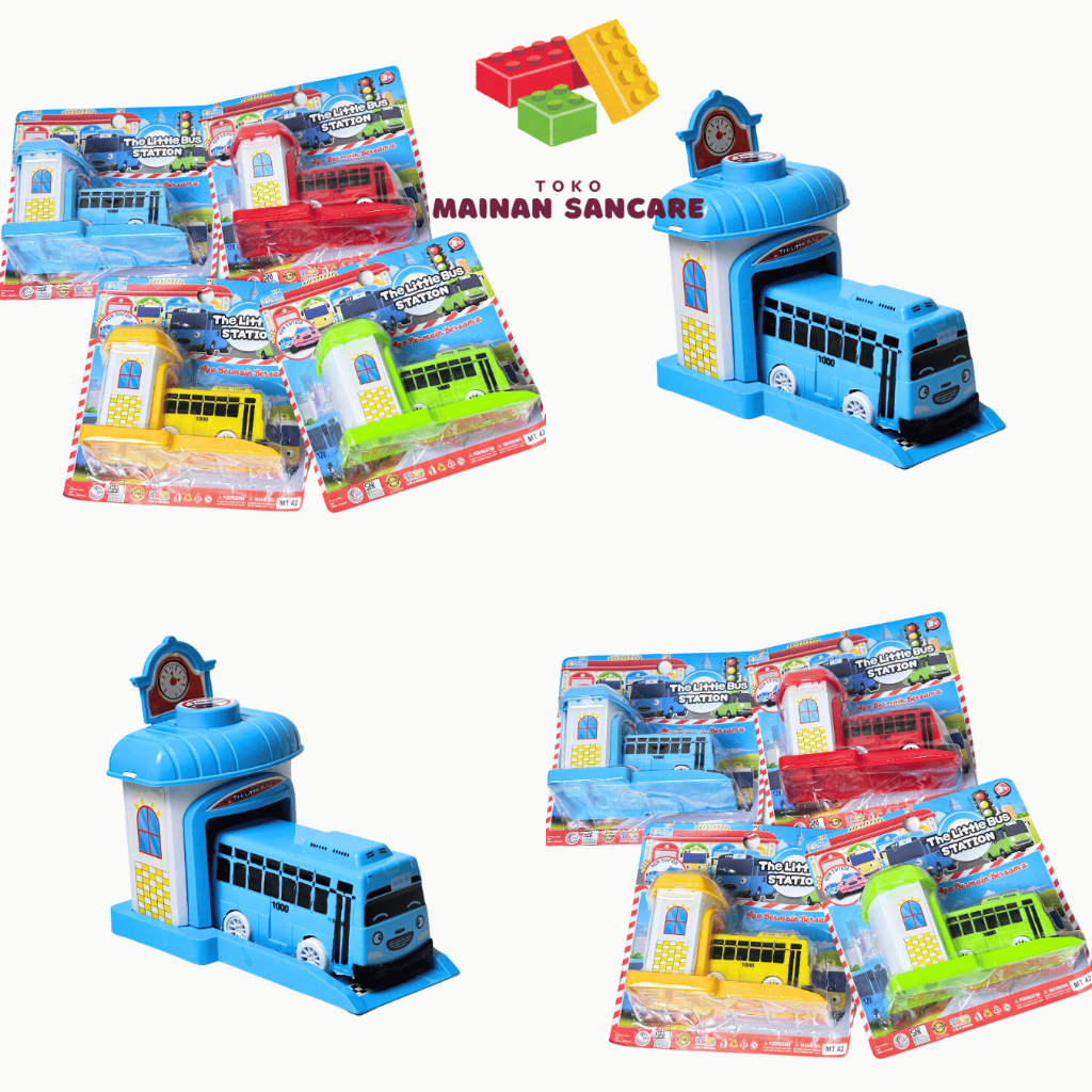 MAINAN ANAK MURAH THE LITTLE BUS STATTION MT42 BUS TOYA - TAYO LUCU MOBIL MOBILAN BUS DAN GARASINYA