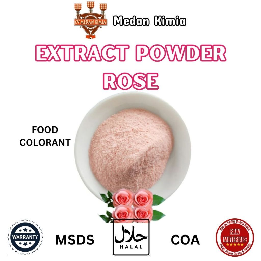

Extract Powder Rose 50gr Food Grade No Additives / Bubuk Ekstra Bunga Mawar 50gr