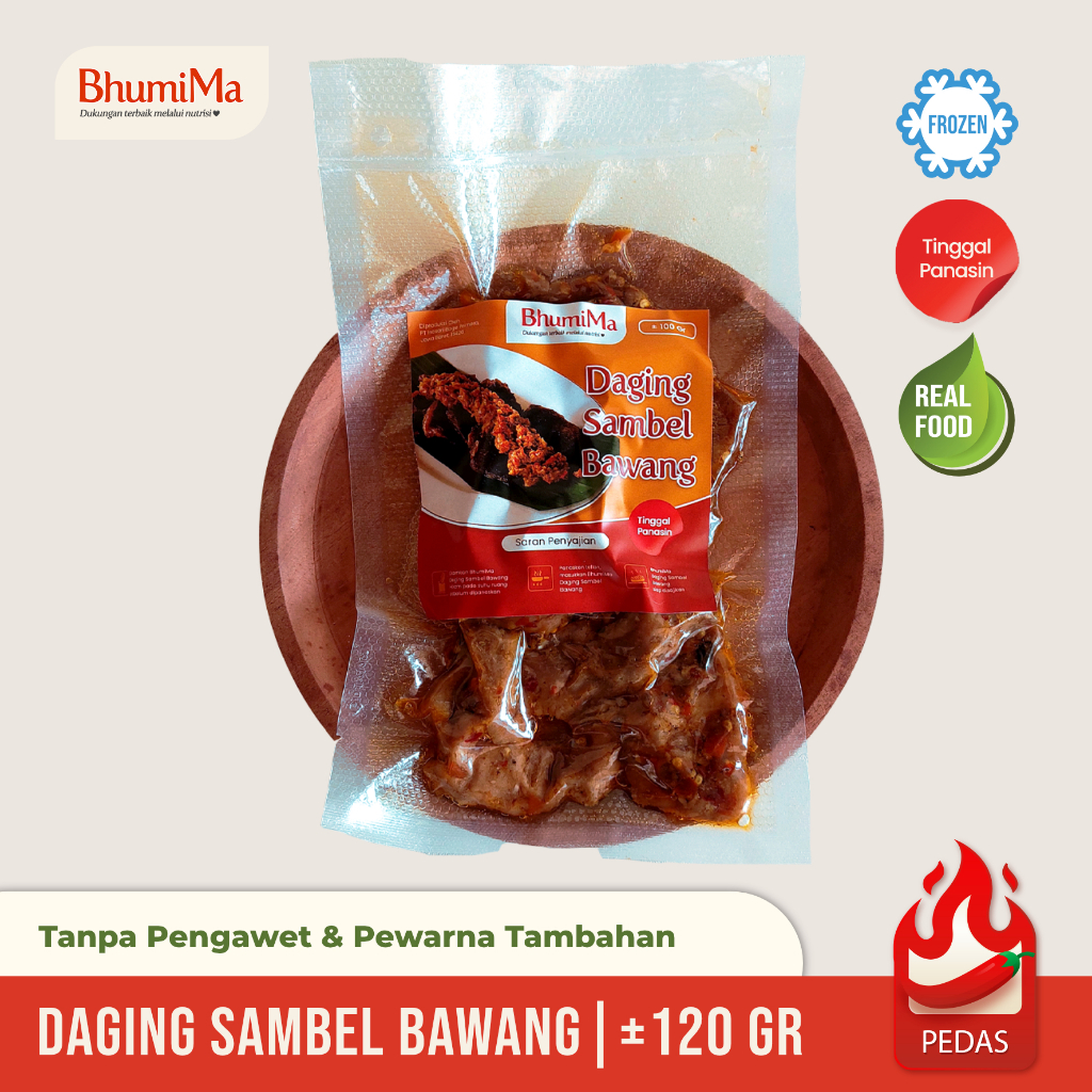 

BHUMIMA DAGING SAMBEL BAWANG FROZEN DENDENG SIAP MAKAN LAUK MATANG