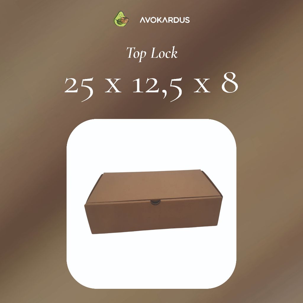 

Kardus Corrugated Die Cut 25x12.5x8 Top Lock Kotak Dus Pizza Coklat Putih Kraft
