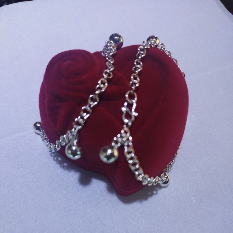 1 pasang gelang kaki bayi pake krincing/lonceng berbahan perak