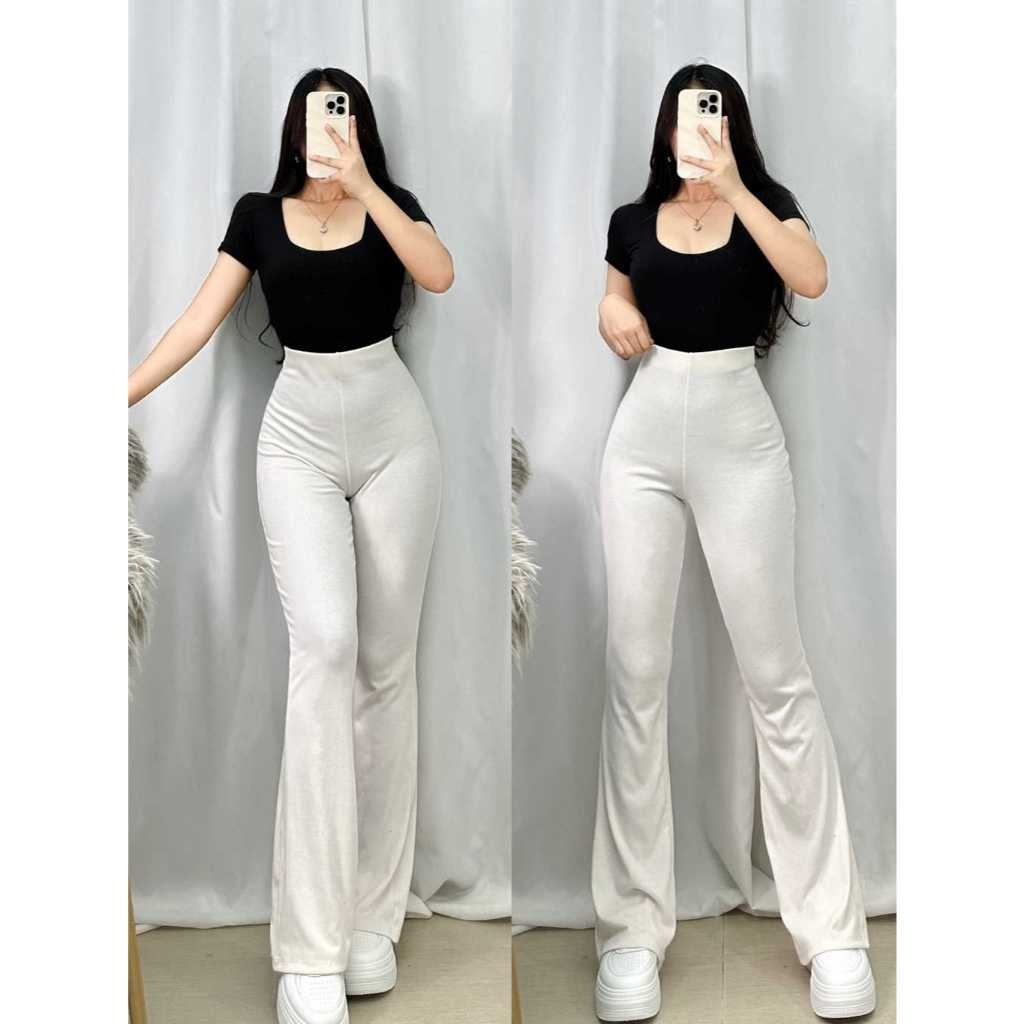 FLARE PANTS // CELANA HIGHWAIST CUTBRAY SCUBA