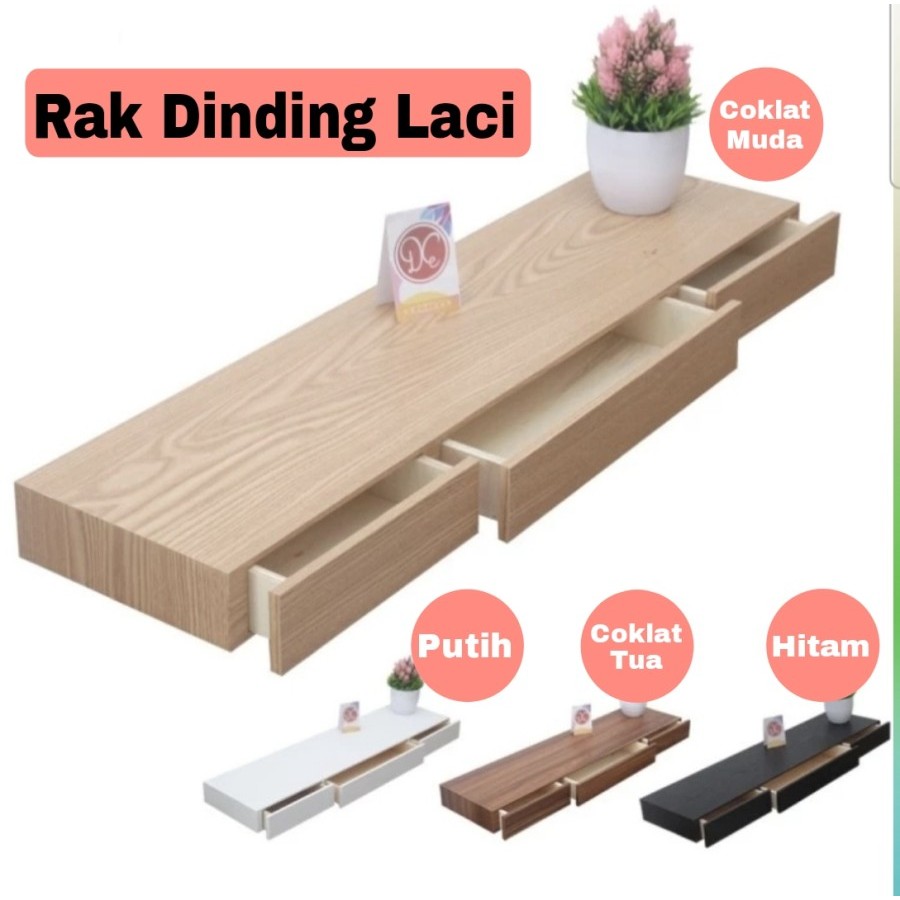 Rak Hambalan Dinding Melayang 3 Laci Hiasan Rak Tembok RHD3L