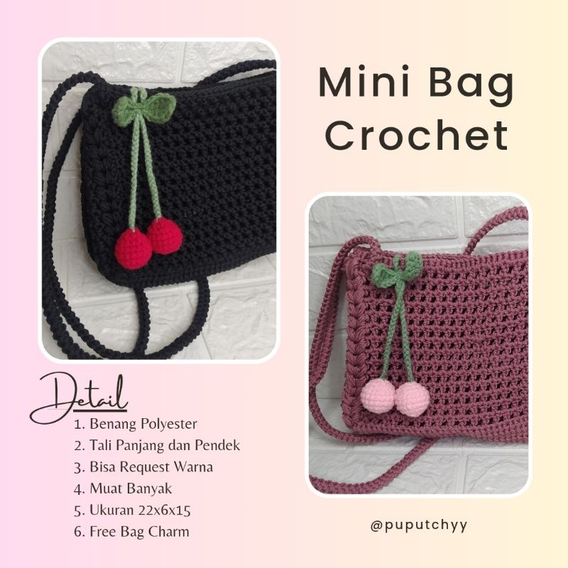 MINI SLING BAG CROCHET. tas wanita untuk jalan-jalan