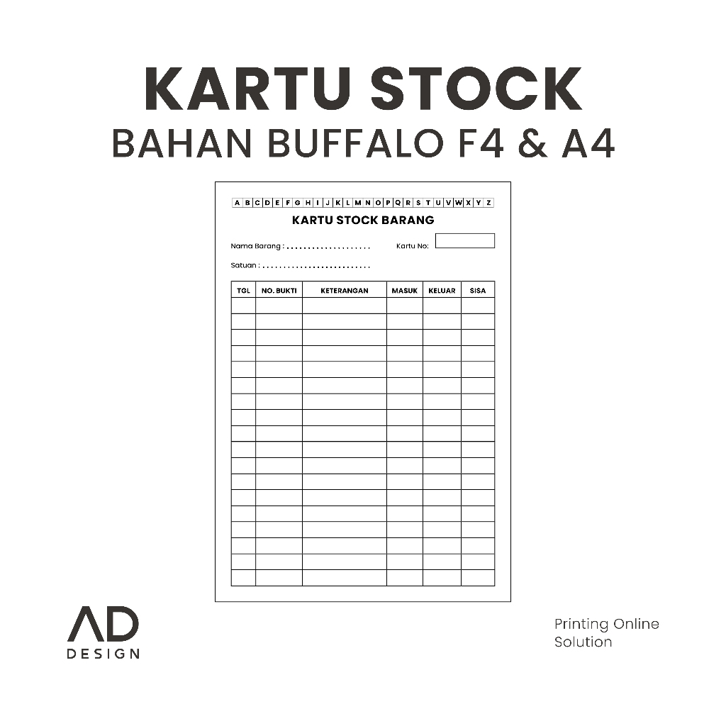 

Kartu Stock Barang Bahan Buffalo Ukuran F4 & A5