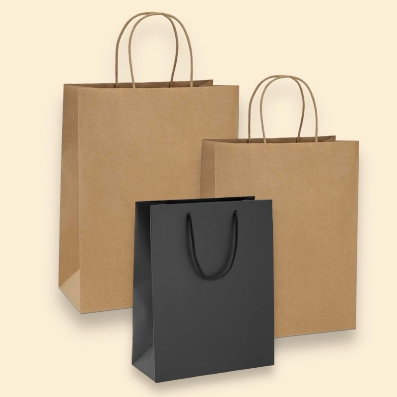 

KHUSUS PENGIRIMAN INSTAN Kraft Paper Bag Warna Coklat dan Hitam Tas Kertas Polos