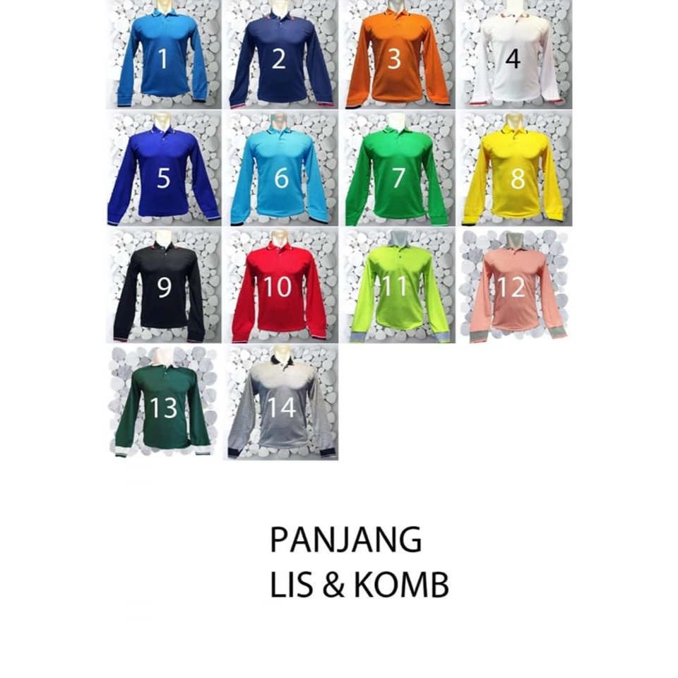 Kaos kerah lengan panjang FO List kombinasi / Kaos Polo Katun Premium/ Kaos Kerah Panjang Pria dan W