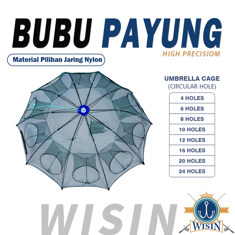 4ds WISIN Perangkap Ikan Bubu Payung Multi Hole (4 Lubang-24 Lubang) /bubu payung 8 lubang/Jala