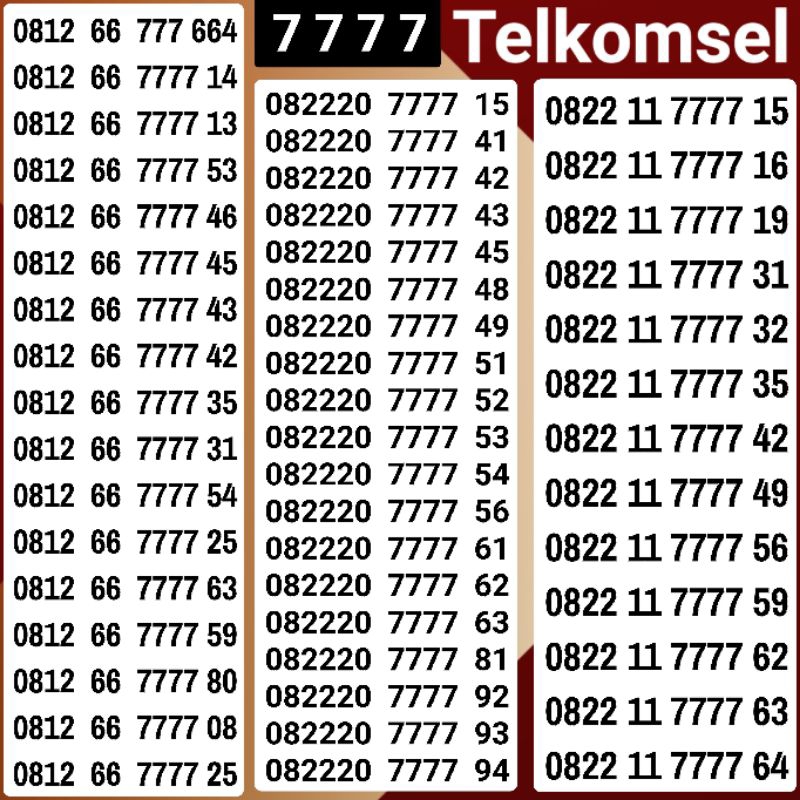 Kartu perdana telkomsel nomor cantik simpati 7777 4g