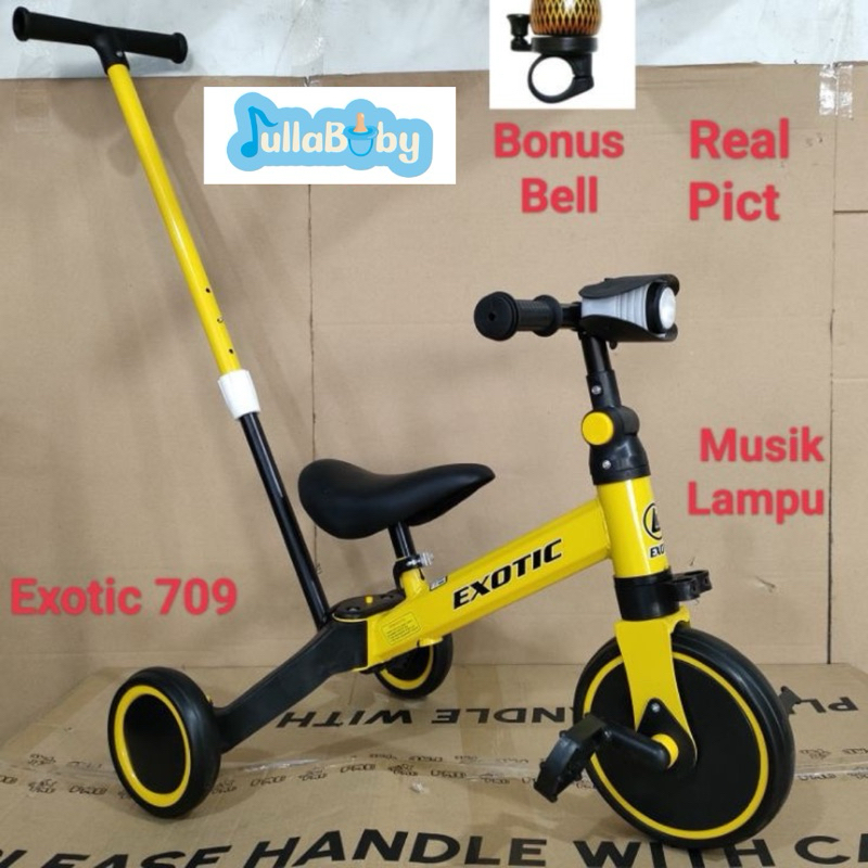 Sepeda Anak Roda Tiga Exotic ET709 | Sepeda Anak Balance Bike Exotic ET709 | 3in1 Tricycle Push Bike