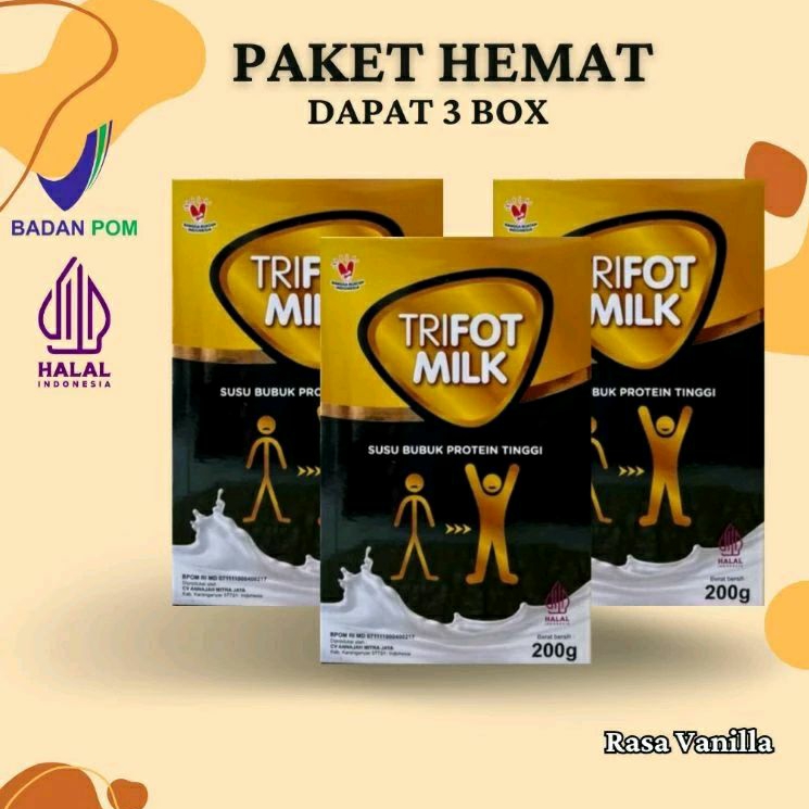 

3 BOX TRIFOT MILK SUSU TINGGI PROTEIN BPOM HALAL