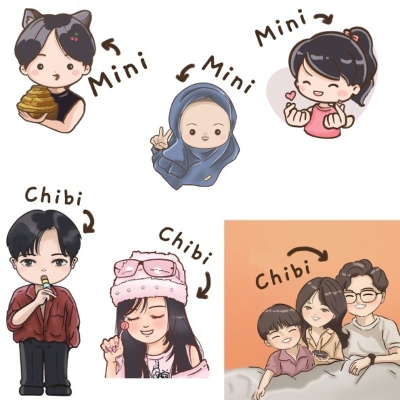Jasa gambar digital mini, chibi /stiker wa / fanart .free ongkir.