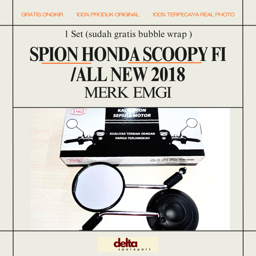 Spion Motor Honda Scoopy FI / SCOOPY Baru / ALL NEW 2018 EMGI KUALITAS ORI Kaca Cembung Kode 9242