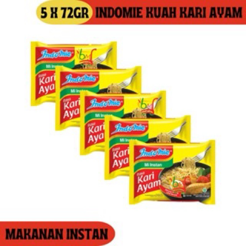 

PAKET 5 BUNGKUS INDOMIE KUAH KARI AYAM 72 GRAM | MI INSTAN KARI AYAM