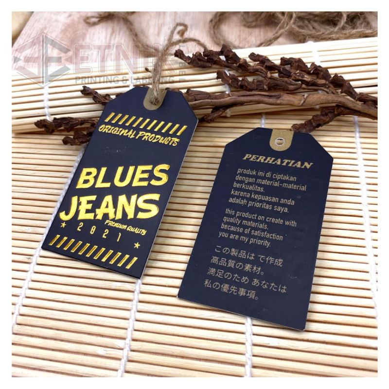 

Hang tag premium/hangtag foil embos/hangtag elegant/tag tebal pakaian