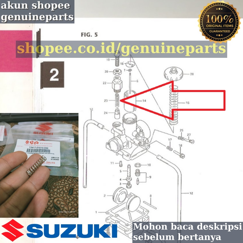 PER NEPEL CUK COK CHOKE KARBURATOR SUZUKI SATRIA 2T 2 TAK LUMBA HIU LSCM ASLI SUZUKI 13417-01010-000