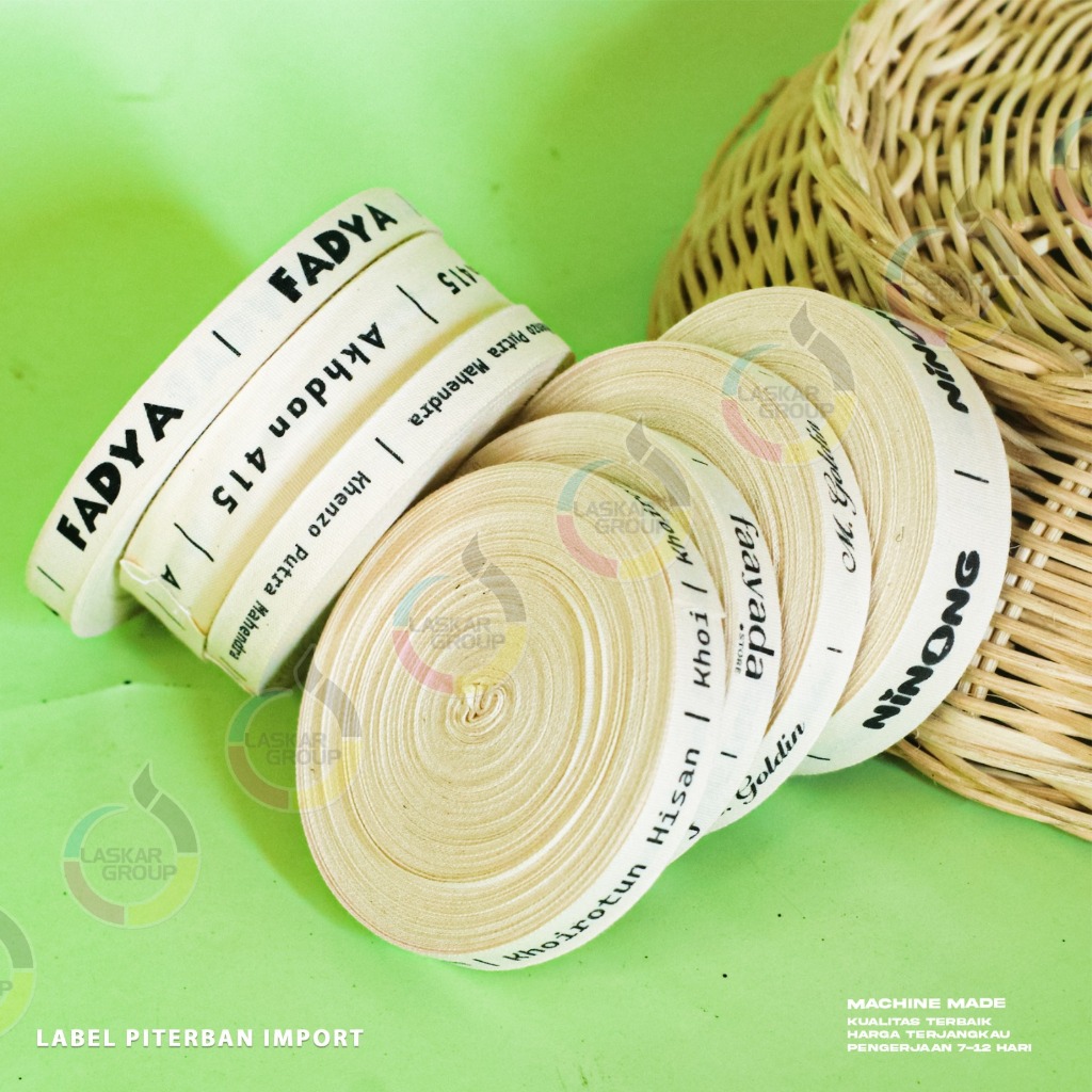 20 meter label piterban/ label baju hijab custom/ label cotton