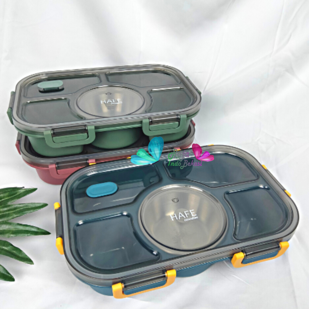 PROMO TERMURAH kotak makan anti tumpah 5 grid 1400ml /lunch box set tempat bekal makan Free mangkok 