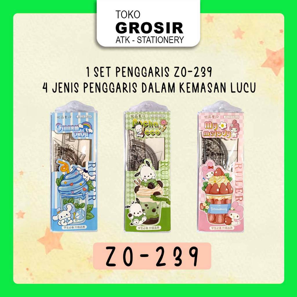 

4 in 1 Penggaris Lengkap Perlengkapan Sekolah Komplit Lucu - ZO 239