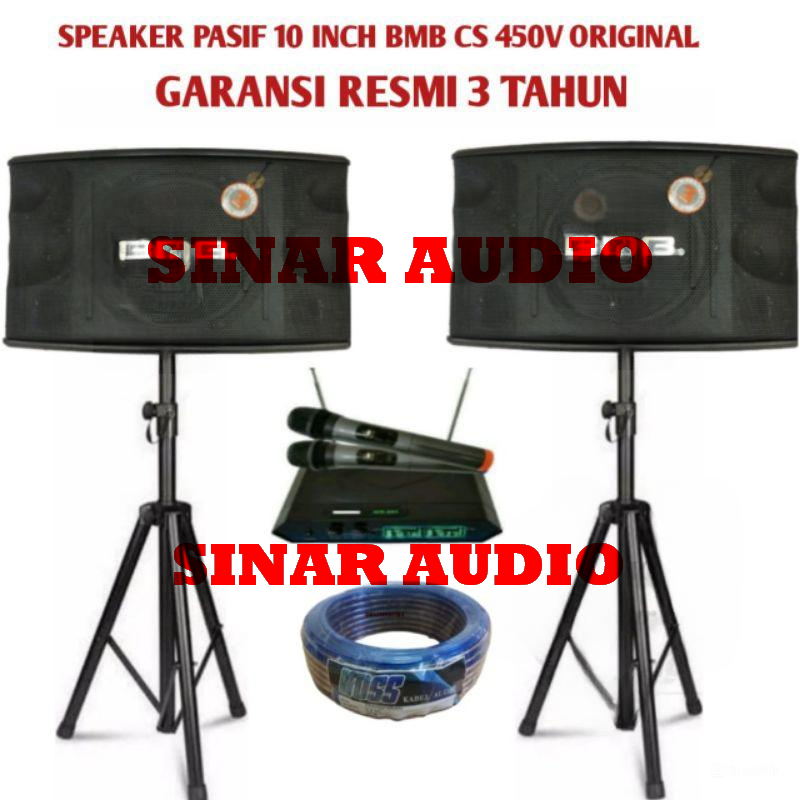 Speaker Pasif BMB CS450V 10 Inch Original BMB CS450 V Komplit Mic Wireless Shure Dan Stand speaker