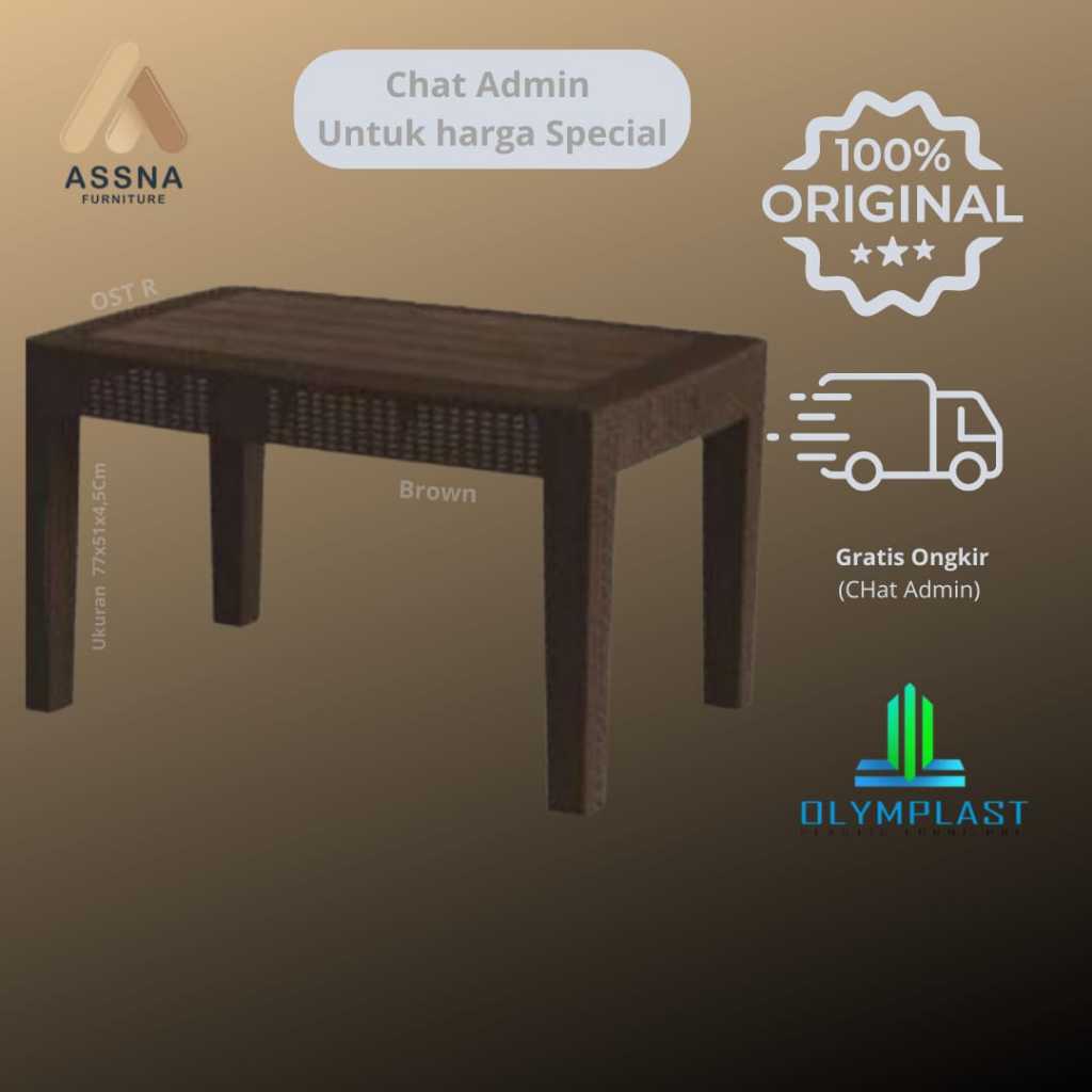 Meja Tamu Sofa Plastik Rotan Table Rattan Olymplast OST R  Sofa Table Rattan Brown