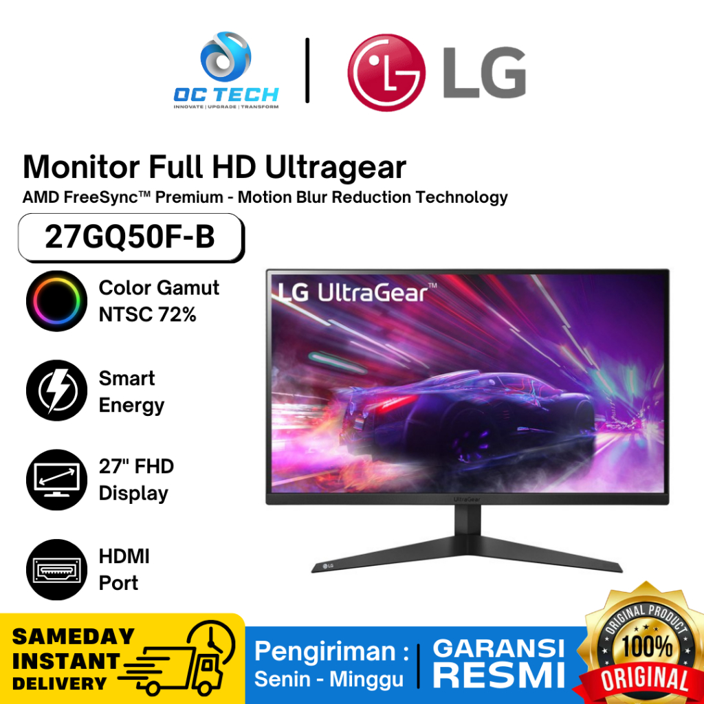 Monitor LG UltraGear LG 27GQ50F-B Ultragear 27 inch VA Gaming Monitor Komputer PC Original Garansi