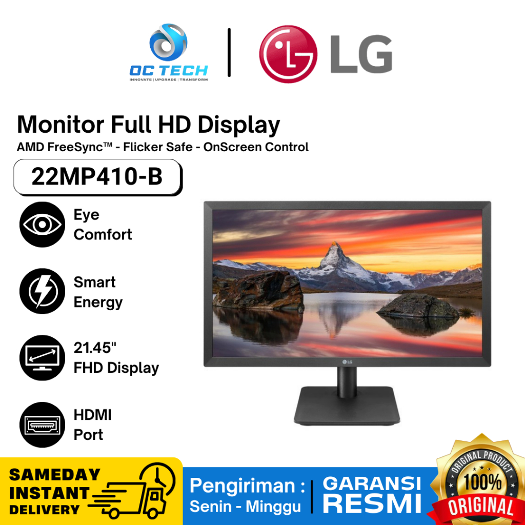 Monitor LG 22MP410-B 22 inch Full HD Display with AMD FreeSync Monitor PC Komputer Original