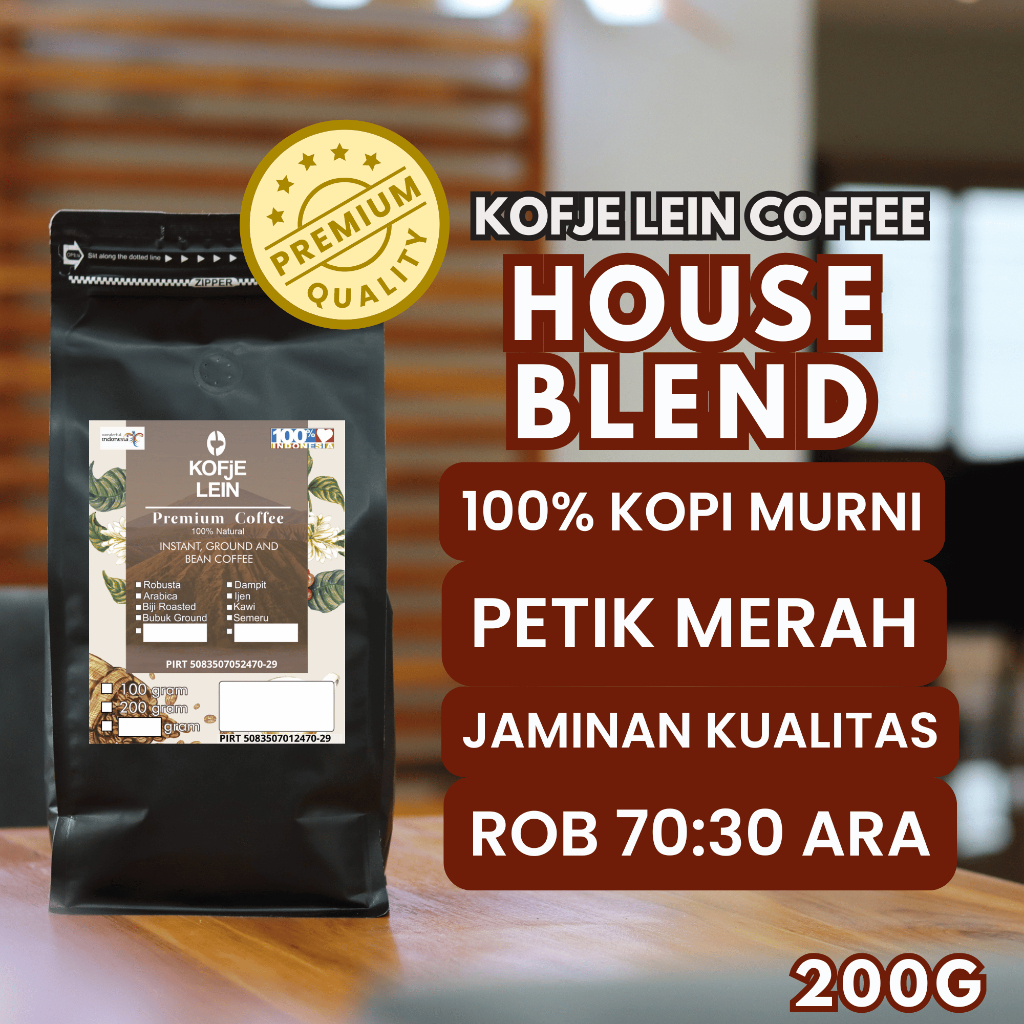 

Kofje Lein Kopi Bubuk Premium Signature Coffee Varian House Blend Kualitas Ekspor