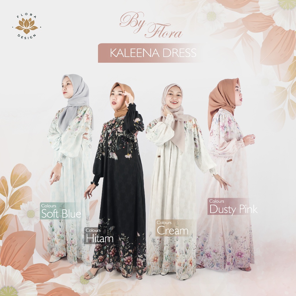 Kaleena Gamis Abaya Busui Long Dress Motif Bahan Ceruty Babydoll - Byfloradesign