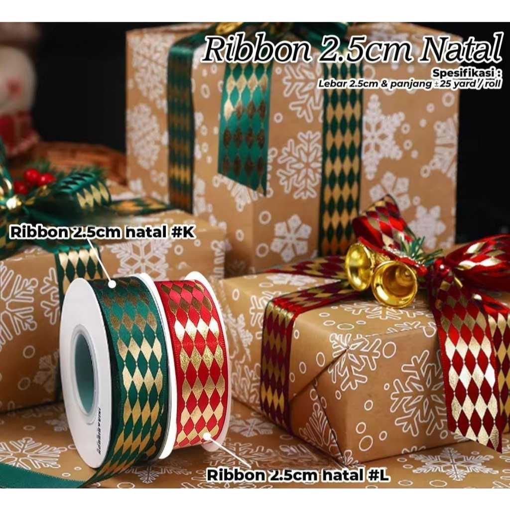 

Ribbon 2,5Cm Natal K| L| Pita Hampers Edisi Natal