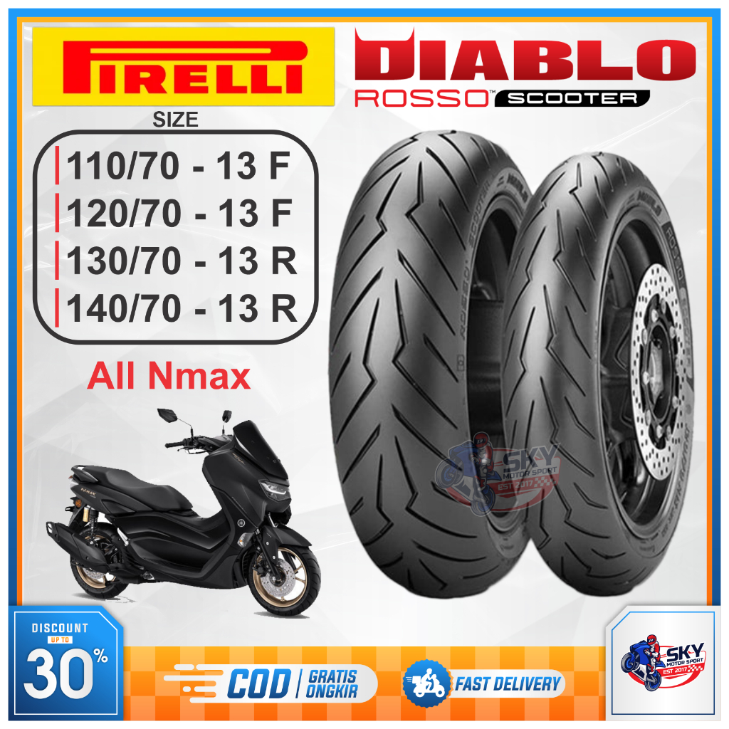 Ban Pirelli Diablo Rosso Scooter 110/70 120/170 130/70 140/70 Ring 13 All Nmax Old New Turbo Tubeles