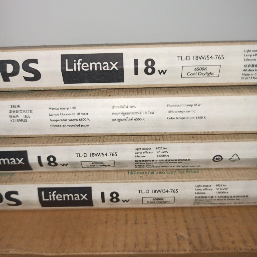 PHILIPS LIFEMAX TL 18W 54 765 PUTIH T8 TL-D 18 W WATT TLD NEON 18WATT