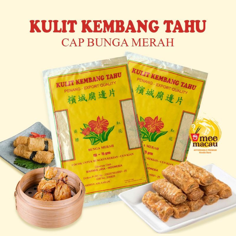 

Kulit Kembang Tahu Cap Bunga Merah Mawar Penang Dimsum Kekian Hekeng