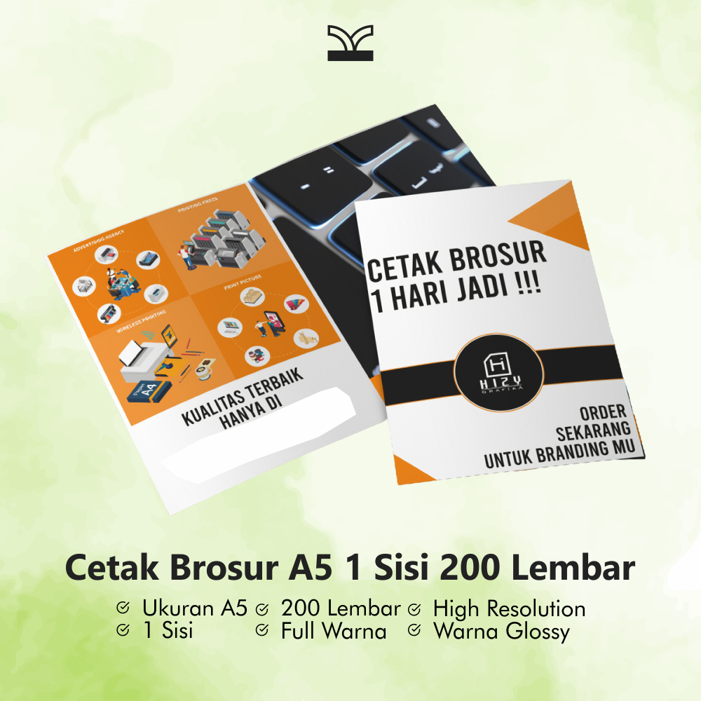 

Cetak Brosur Ukuran A5 1 Sisi 200 Lembar - Bahan Art Paper 150